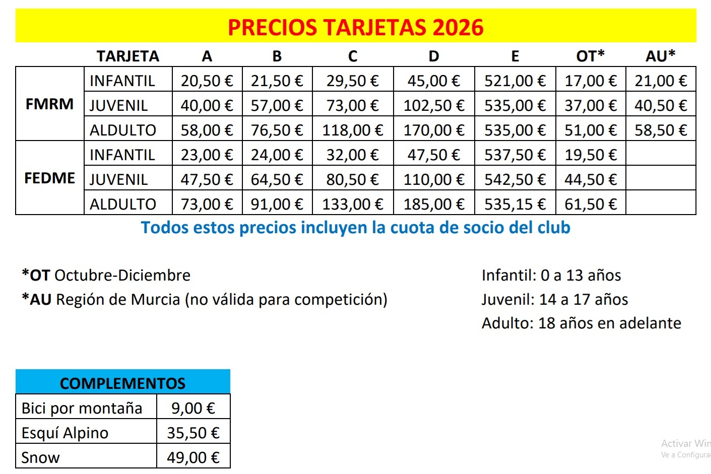 precios socios y licencias 2026